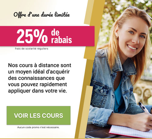 Tous les cours : 25 % de rabais !